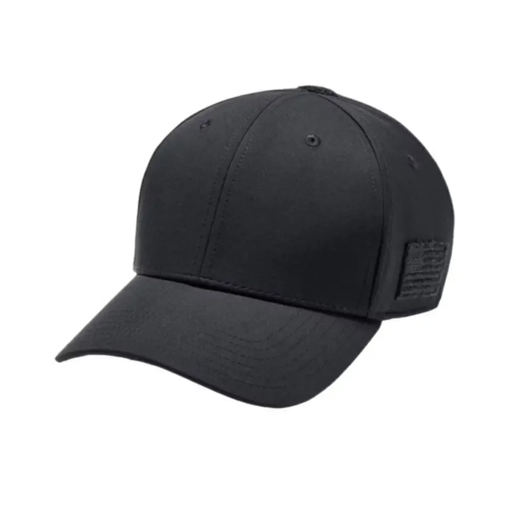 Under Armour Classic Black Fitted Stretch Cap tonal American Flag & Logo L/XL